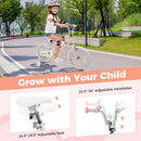 Kids Bike 12-18 Inch with Training Wheels - Pink Stars & Moon