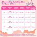Kids Bike 12-18 Inch with Training Wheels - Pink