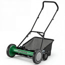 18 Inch Push Reel Lawn Mower 4-Position Adjustable with Removable Grass Catcher