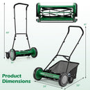 18 Inch Push Reel Lawn Mower 4-Position Adjustable with Removable Grass Catcher