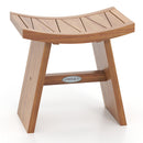 18 Inch Teak Wood Shower Bench with Curved Seat for Bathroom