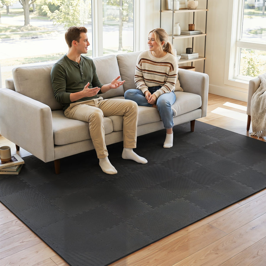 Interlocking EVA Foam Floor Tiles 18-Pack with Borders