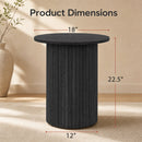 18" Round Fluted Side Table with Pedestal Drum Base