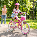 Kids Bike 18-Inch with Training Wheels and Basket Rose Red