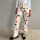 Printed High-quality Fashionable Casual Denim Womens Pants