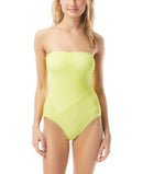 Vince Camuto Spliced Printed Bandeau One-Piece Swimsuit – Yellow, Size 12