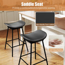 Set of 2 Swivel Barstools Faux Leather Upholstered Backless with Footrest