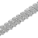 .925 Sterling Silver 3.0 Cttw Diamond Multi Row Cluster Slanted Wave Link 7-Â¼â€ Tennis Bracelet (I-J Color, I2-I3 Clarity)