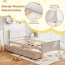 Twin Size Sleigh Bed with 2 Storage Drawers Wood Platform Bed Frame