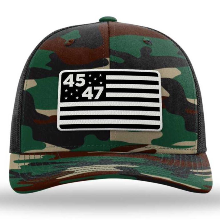 45th & 47th President Camo Flag Hat (Monochrome)