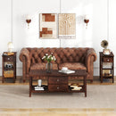 3-Tier Narrow End Table with Drawer and Storage Shelves