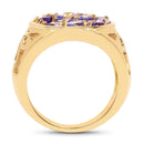14K Yellow Gold Plated 1.82 Carat Genuine Tanzanite .925 Sterling Silver Ring