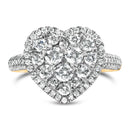 14K Yellow Gold 1 1/2 Cttw Diamond Heart Shaped Composite Ring (H-I Color, SI2-I1 Clarity) - Ring Size 7