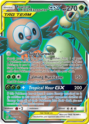 Rowlet & Alolan Exeggutor GX (Full Art) 214/236 - SM  Unified Minds Holofoil