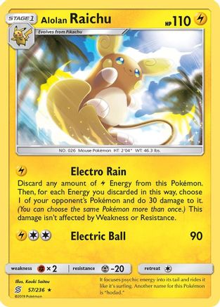 Alolan Raichu 057/236 - SM  Unified Minds Holofoil