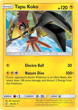 Tapu Koko 069/236 - SM  Unified Minds Reverse Holofoil