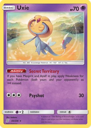 Uxie 083/236 - SM  Unified Minds Reverse Holofoil