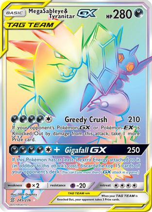 Mega Sableye & Tyranitar GX (Secret) 245/236 - SM  Unified Minds Holofoil