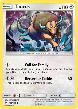 Tauros 164/236 - SM  Unified Minds Reverse Holofoil