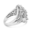 Sterling Silver 1.0 Cttw Diamond Swirl Cluster Cocktail Ring