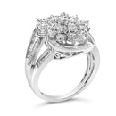 Sterling Silver 1.0 Cttw Diamond Swirl Cluster Cocktail Ring
