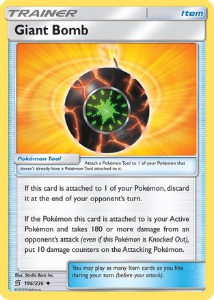 Giant Bomb 196/236 - SM  Unified Minds Reverse Holofoil