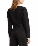 Levis Teegan Cotton Mutton-Sleeve Blouse – Black, Size Small