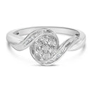 Sterling Silver 1/10 Cttw Diamond Bypass Cluster Ring