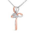 10K Rose Gold Plated Sterling Silver Diamond Accent Cross Pendant Necklace