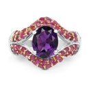 3.53 Carat Genuine Amethyst and Ruby .925 Sterling Silver Ring