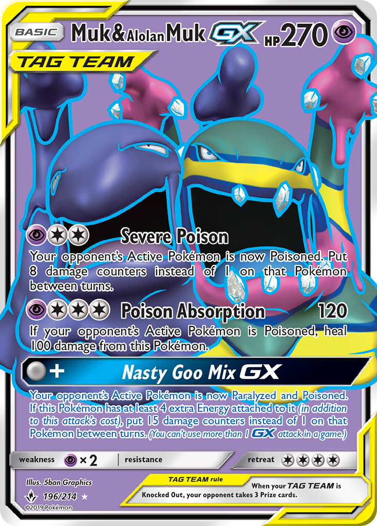 Muk & Alolan Muk GX  (Full Art) 196/214 - SM  Unbroken Bonds Holofoil