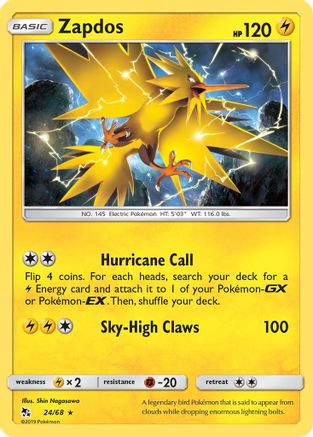 Zapdos 024/68 - Hidden Fates Holofoil