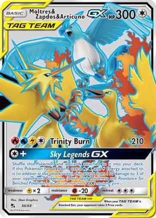 Moltres & Zapdos & Articuno GX (Full Art) 066/68 - Hidden Fates Holofoil