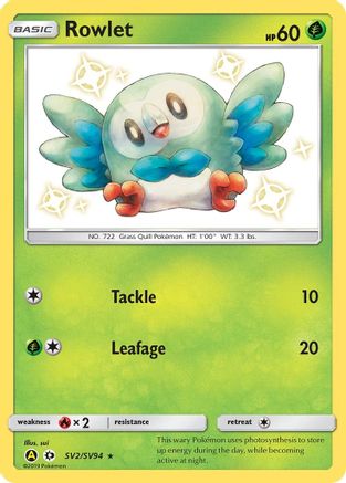 Rowlet SV2/SV94 - Hidden Fates Shiny Vault Holofoil