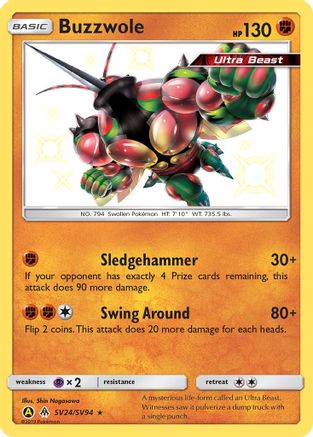 Buzzwole SV24/SV94 - Hidden Fates Shiny Vault Holofoil