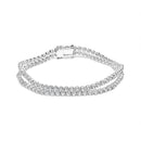 18K White Gold 5 3/5 Cttw Natural Diamond Double Row Link Tennis Bracelet (G-H Color, VS1-VS2 Clarity) - 7" Inches