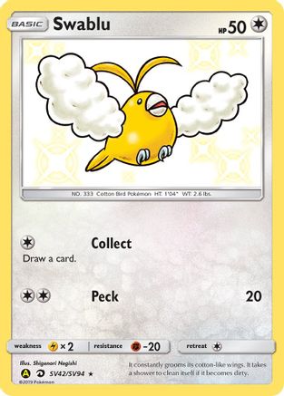 Swablu SV42/SV94 - Hidden Fates Shiny Vault Holofoil