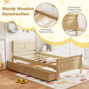 Twin Size Sleigh Bed with 2 Storage Drawers Wood Platform Bed Frame