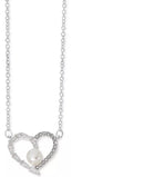 Rh Macy Cubic Zirconia and Imitation Pearl Heart Pendant Necklace