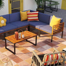 Patio Furniture Set: Patio Dining Set+Teak Wood Side Table+3 Pieces Patio Rattan Bistro Set
