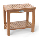 19 Inch Teak Wood Shower Bench Inside Shower Stool with Storage Shelf