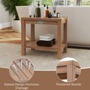 19 Inch Teak Wood Shower Bench Inside Shower Stool with Storage Shelf