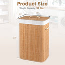 19 Gallon Bamboo Laundry Hamper with Removable Liner
