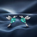 925 Sterling Silver Transparent Glass Earrings with CZ for Women