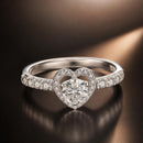 925 Sterling Silver Moissanite 0.5ct Heart Ring for Women Size 6