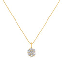 14K Yellow Gold 2.00 Cttw Brilliant Round-Cut Diamond 7 Stone Flower Cluster 18" Pendant Necklace (H-I Color, SI2-I1 Clarity)