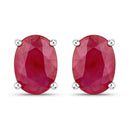 1.70 Carat Genuine Ruby 14K White Gold Earrings