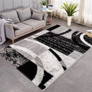 Wine Red Gray Geometric Round Carpet