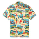 Men's Hawaiian Shirt Heritage Railway Scotland Print 1940s Vintage Short Sleeve Aloha Shirt