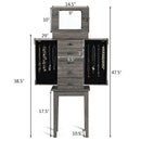 Standing Jewelry Cabinet Storage Organizer with Wooden Legs-Gray